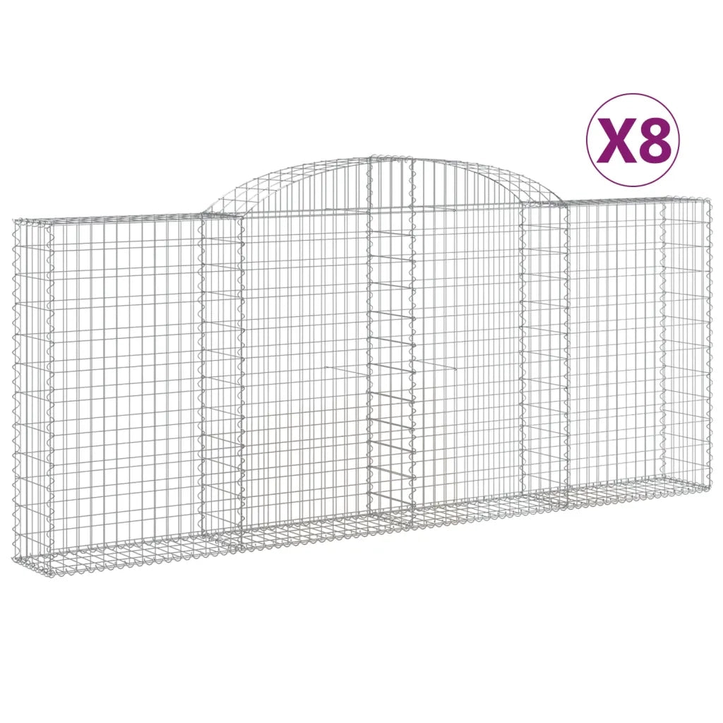 Cesti Gabbioni ad Arco 8 pz 300x30x120/140 cm Ferro Zincatocod mxl 124053