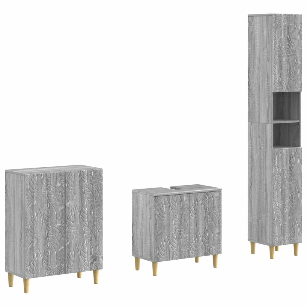 Set di armadietti da bagno in 3 pezzi DELFT Sonoma grigio 3417465