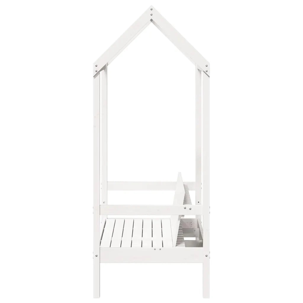 Panchina con Tetto Bianca 117,5x70x176,5 cm in Legno di Pino 846995