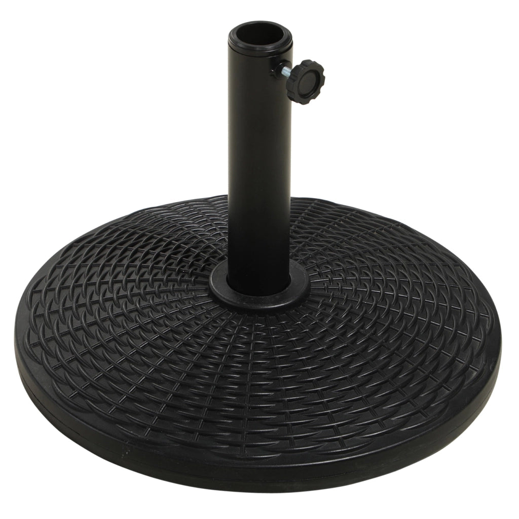 Base per Ombrellone Rotonda da 12,5kg Ø44,5 cm per Pali da Ø3,8 e Ø4,8 cm in HDPE Cemento e Acciaio Nero