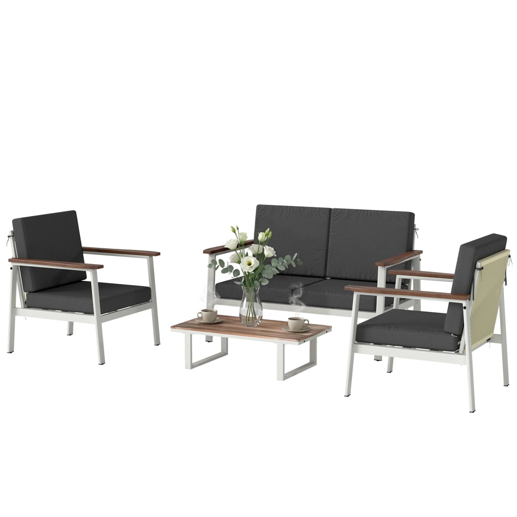Set Divani Giardino 4 Posti con Poltrone e Tavolino ¨C zephmum ¨C Grigio