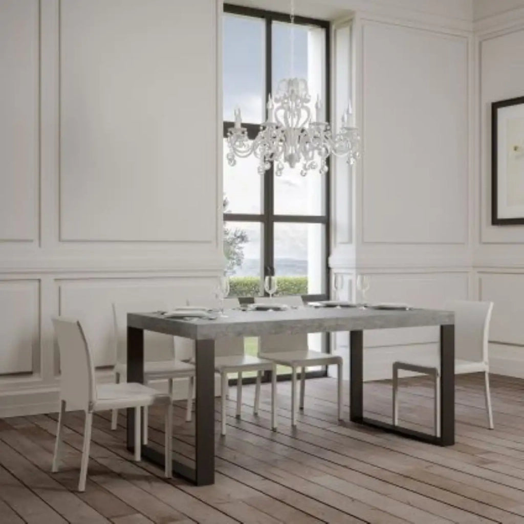 Tavolo allungabile 200/460x90 cm Tecno Premium colore cemento gambe antracite