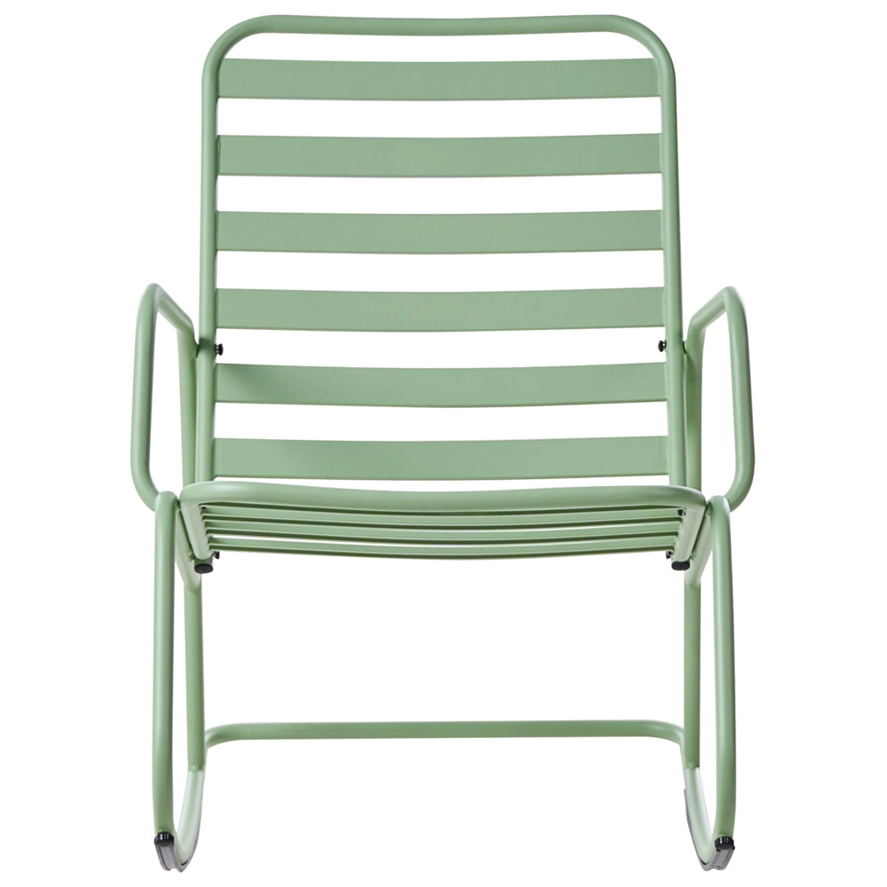 Sedia a dondolo da giardino verde alluminio a doghe Design moderno per esterni