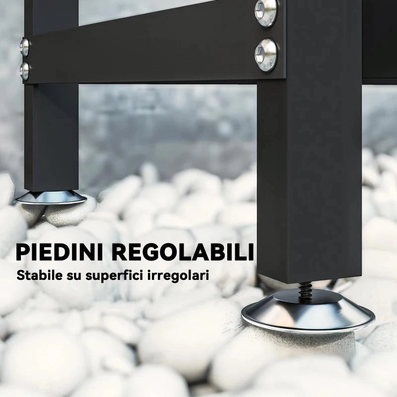 LEGNAIA DA 0.8M¦ REGOLABILE CON TELO IMPERMEABILE E CATENE IN ACCIAIO, 235X31X116 CM, NERO