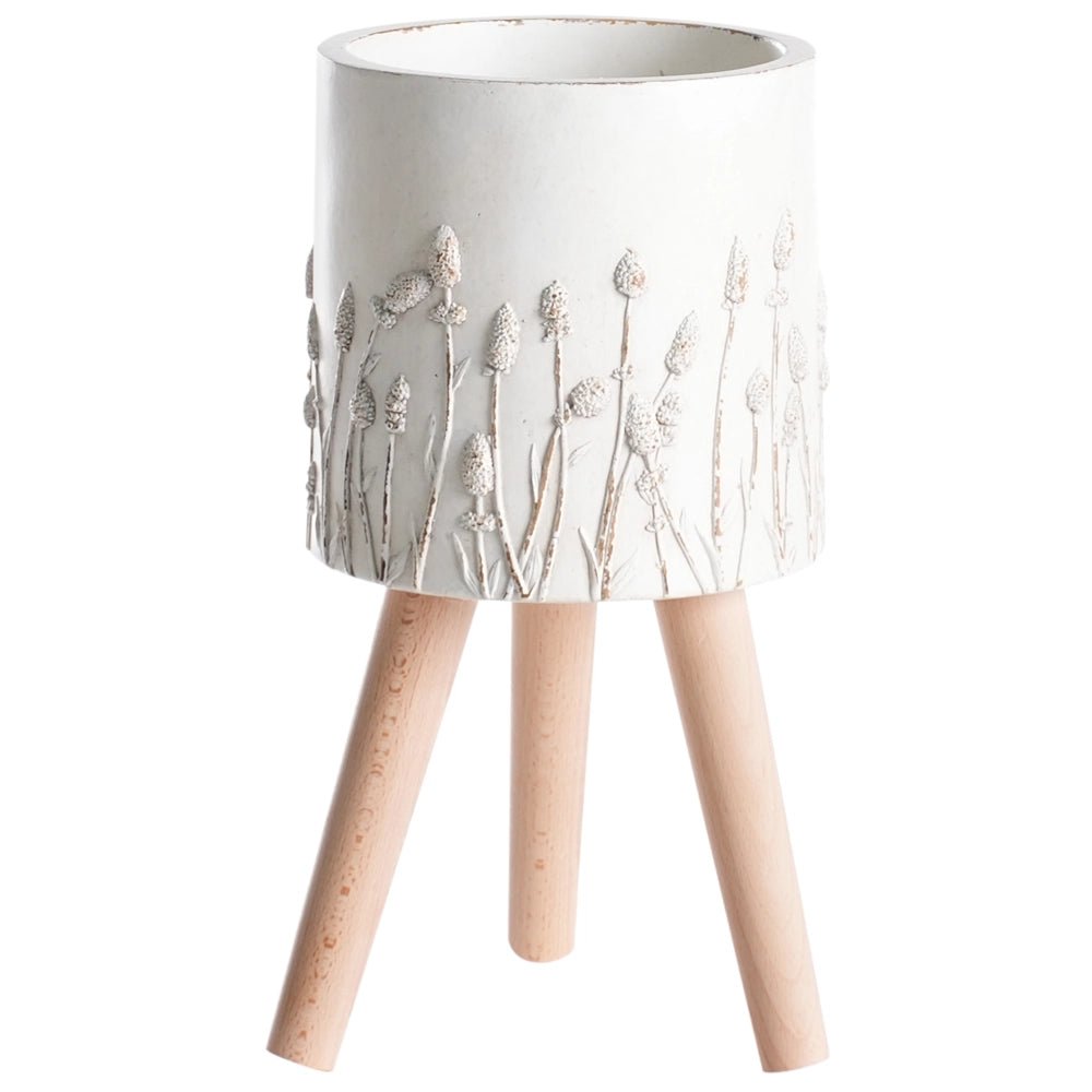 Vaso per piante bianco sporco MgO in stile vintage e anticato per interni e per esterni