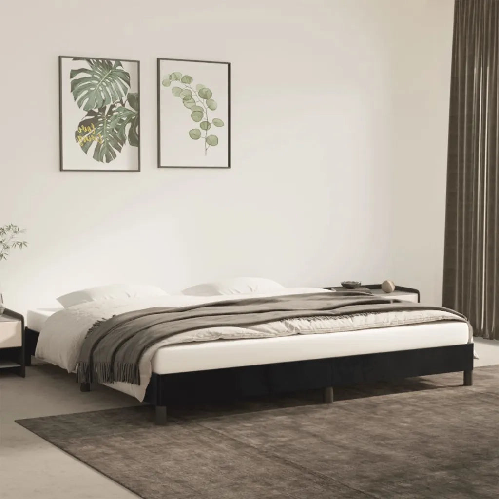 Letto matrimoniale | Letto per adulti | Giroletto senza Materasso Nero 200x200 cm in Velluto