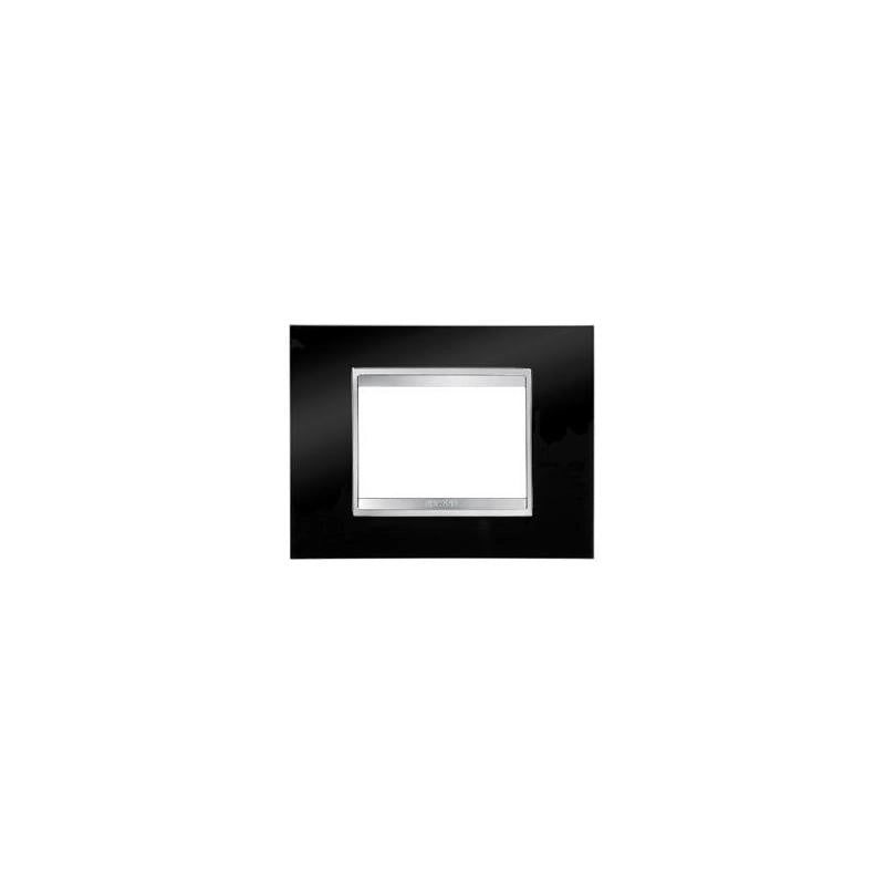 GW16203Tn Placca Lux in Tecnopolimero 3 Posti Nero Toner