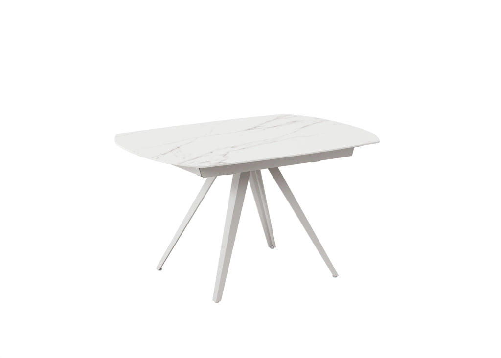 Tavolo Allungabile Kyoto 140 90x140/200x75 cm Top in Ceramica Gambe in Metallo Marmo Calacatta Bianco