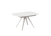 Tavolo Allungabile Kyoto 140 90x140/200x75 cm Top in Ceramica Gambe in Metallo Marmo Calacatta Bianco