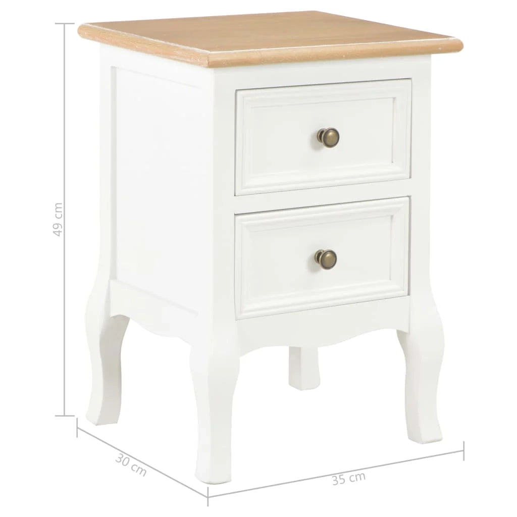 Comodino comodino cassettiera mobili per camera da letto 2 pezzi bianco 35x30x49 cm MDF 1402162