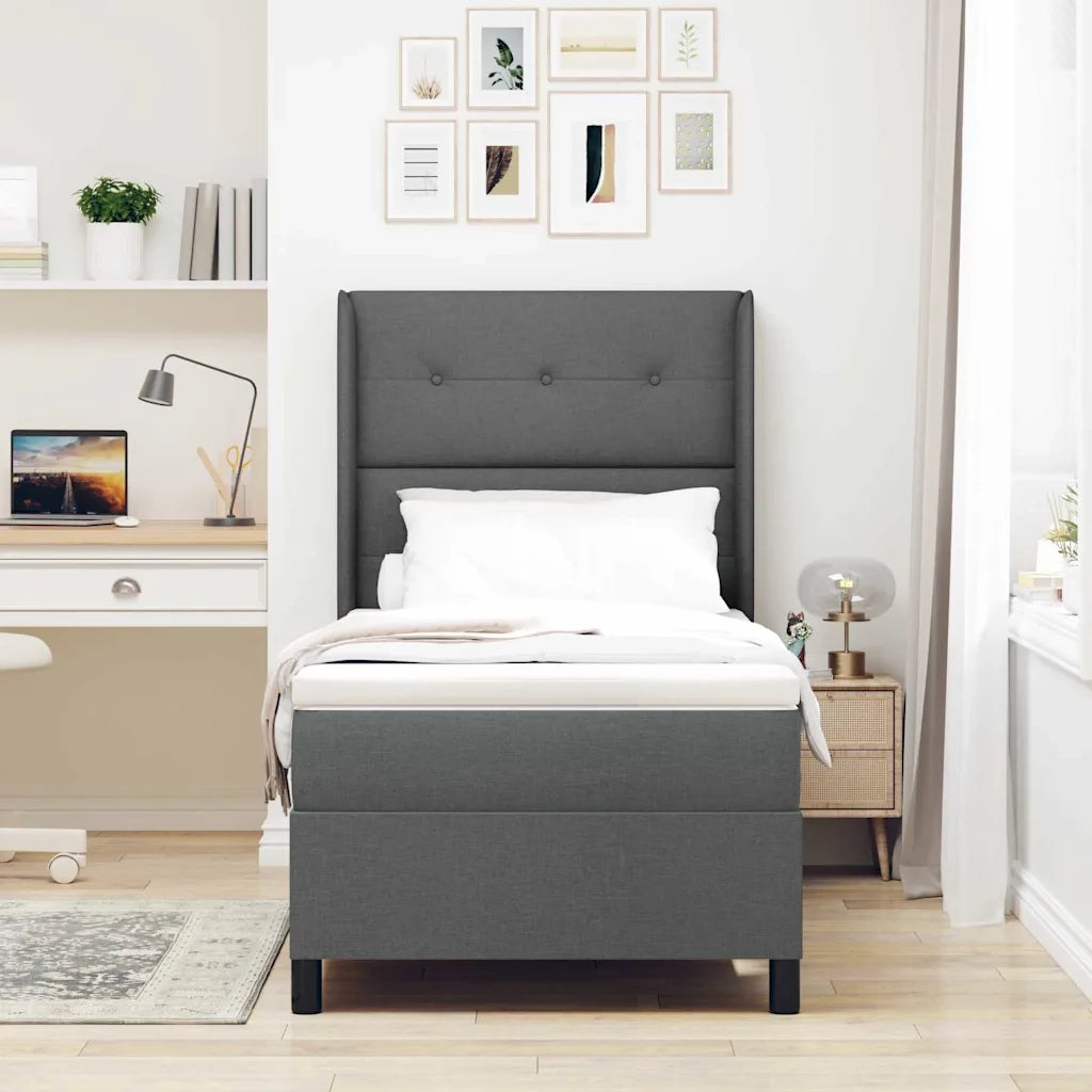 Letto a molle con materasso Grigio scuro 200 x 90 cm Tessuto 3341624