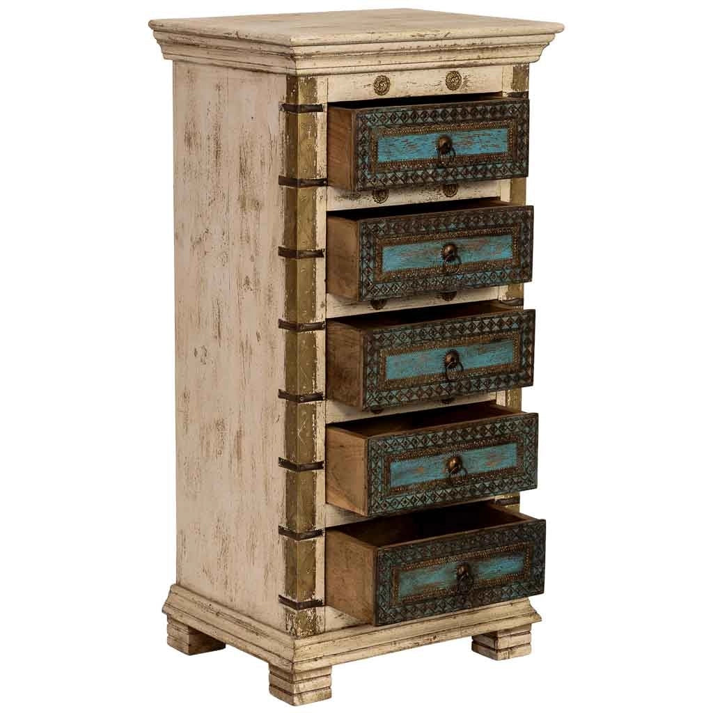 Settimanale in legno artigianale, 50x40x100h cm, bianco