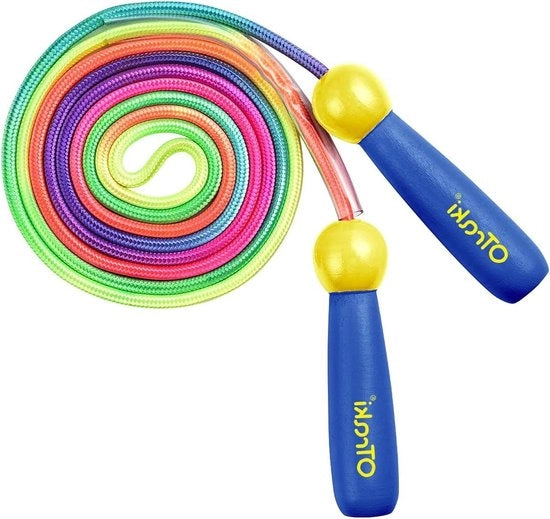 Tiro a spago colorato per bambini - manico in legno regolabile - blu - 25 m di tiro a spago