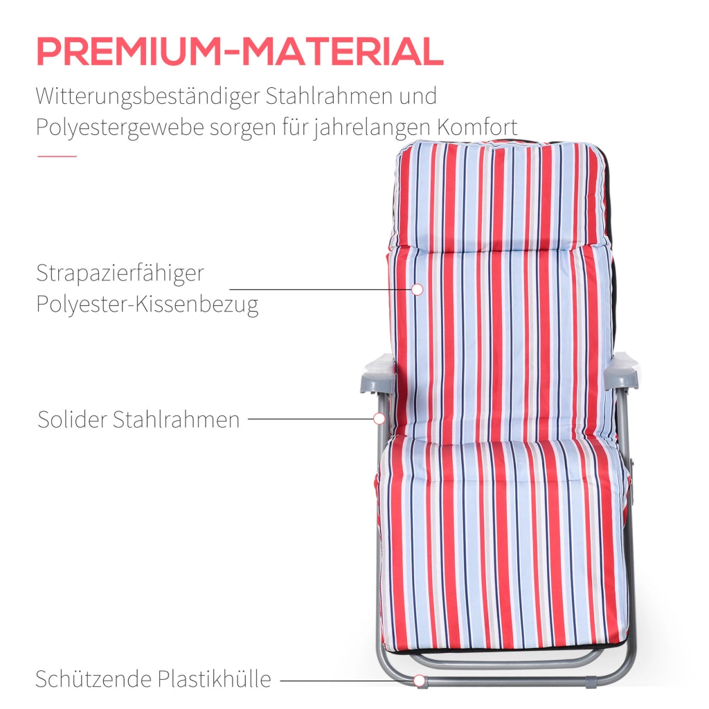 Set 2 Sedie a Sdraio con Cuscini Pieghevoli Regolabili ¨C Zephmum ¨C Rosso Poliestere Acciaio 60x75x65-102 cm
