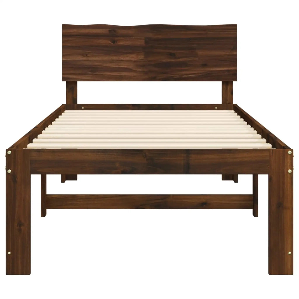 Letto Singolo con Testiera ROSTOCK Marrone Scuro 90 x 200 cm 903455
