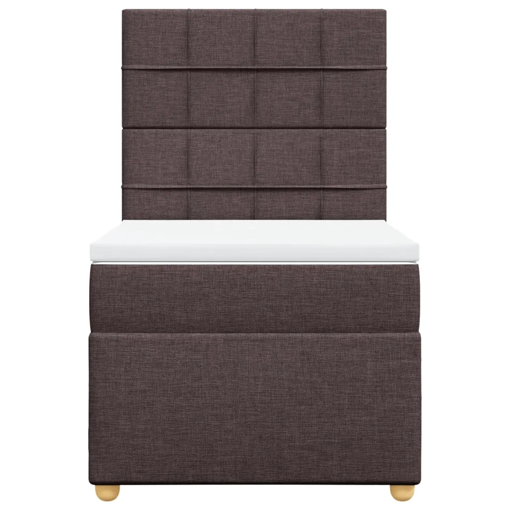 Giroletto a Molle con Materasso Marrone Scuro 90x200 cm Tessuto