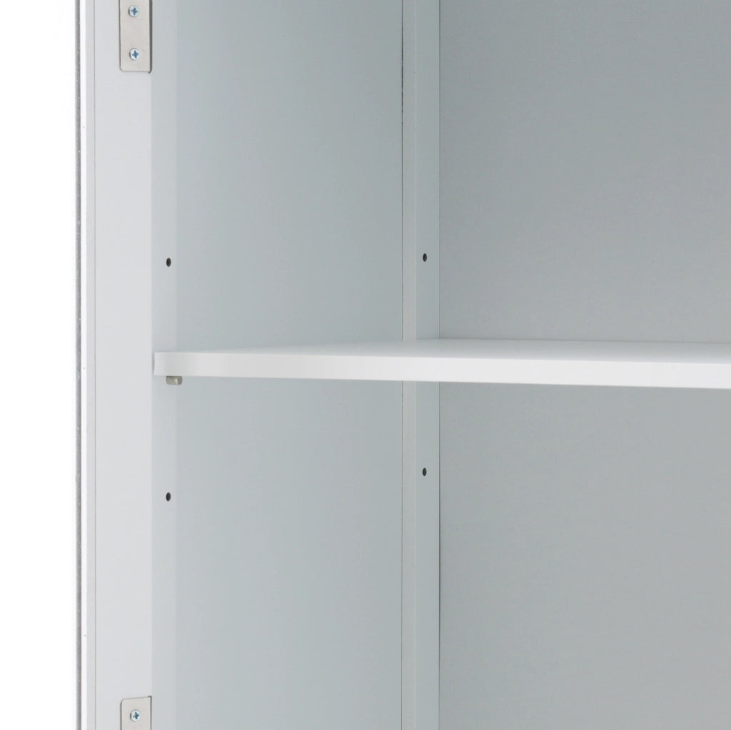 Mobile da bagno in MDF bianco con anta in vetro, 2 cassetti e ripiano regolabile