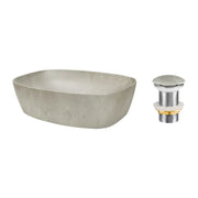 Lavabo da appoggio rettangolare 50,5x38,5 cm effetto pietra beige con piletta click clack