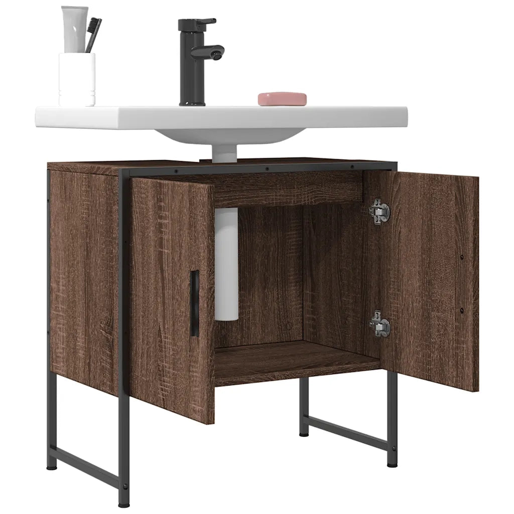 Mobile Lavabo | Armadio Lavabo Bagno Rovere Marrone 60x33x60cm Legno Multistrato