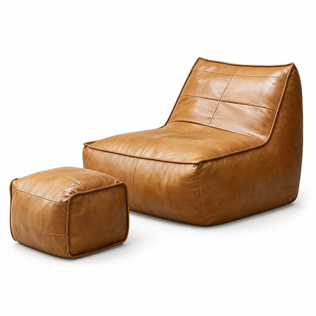 Poltrona ergonomica con pouf in tessuto tecnico marrone