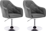 Set di 2 sedie in pelle artificiale - supporto rigido - girevole e ergonomico - robusto e stile - adatto a diversi ambienti - grigio - 40 cm