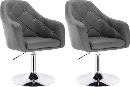 Set di 2 sedie in pelle artificiale - supporto rigido - girevole e ergonomico - robusto e stile - adatto a diversi ambienti - grigio - 40 cm