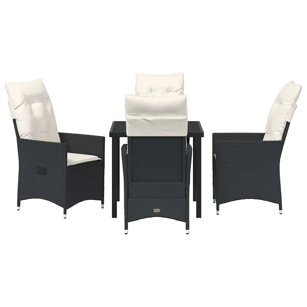 Set da Pranzo per Giardino con cuscino 5 pcs Nero polyrattan 3379535