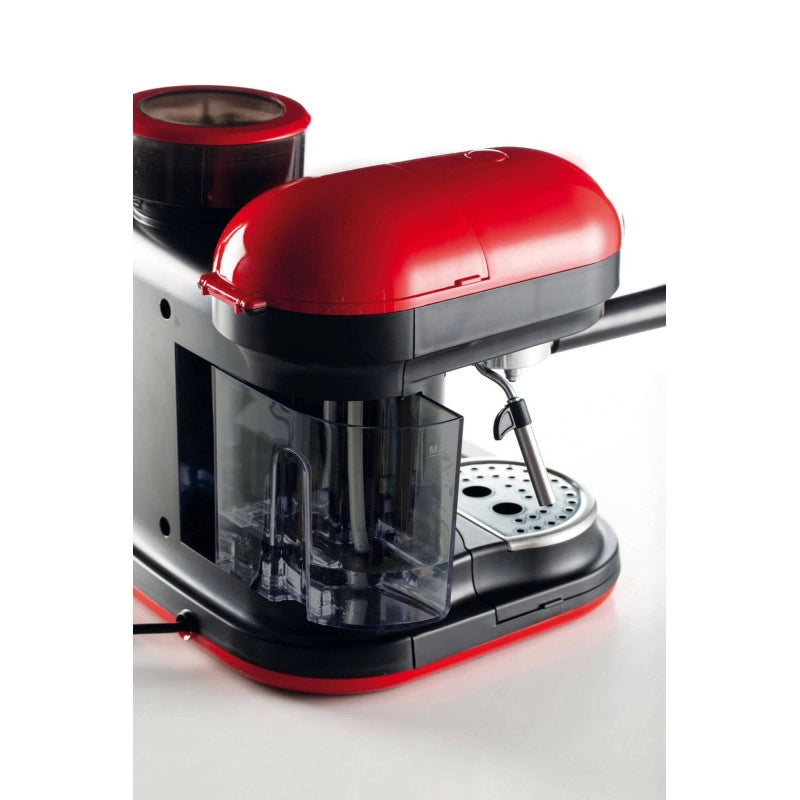 Macchina da Caffè con Macinacaffè - Montalatte - 15 Bar - 1080 Watt - Rosso
