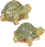 Scheda decorativa a due facce con cristallo, figure in resina decorativa, pietre di animali terapeutiche, statua di tartaruga Feng Shui, oggetto di buon auspicio per la decorazione di ufficio e casa, aventurina verde