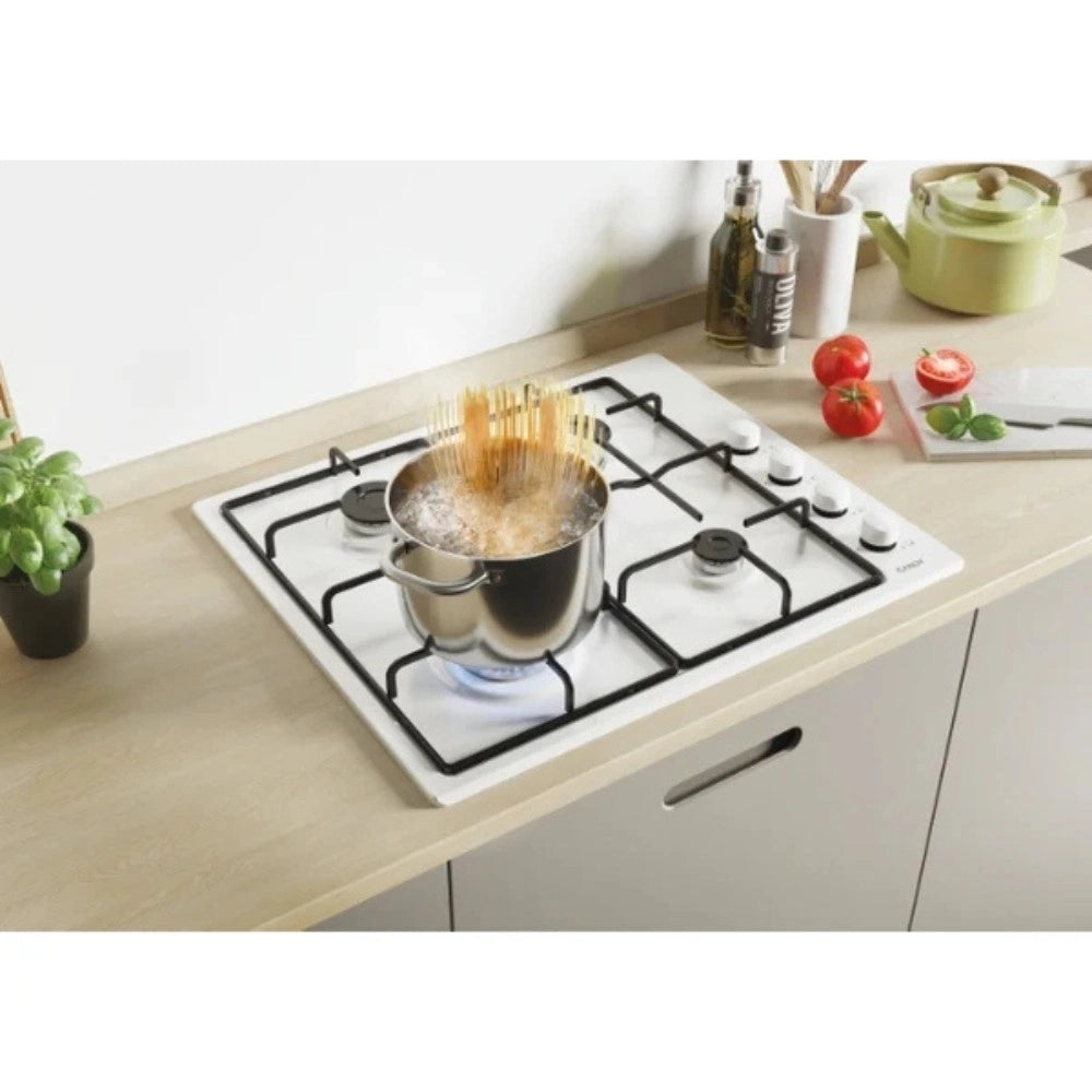 Piano cottura a gas Candy CHW6LBB 4 zone manopole laterali bianco