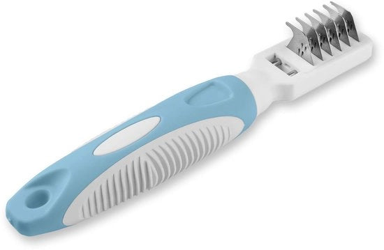 Macchina per la rimozione di pelo morto, arruffature, nodi e denti e unghie deboli per gatti e cani con maniglia di comfort morbida.