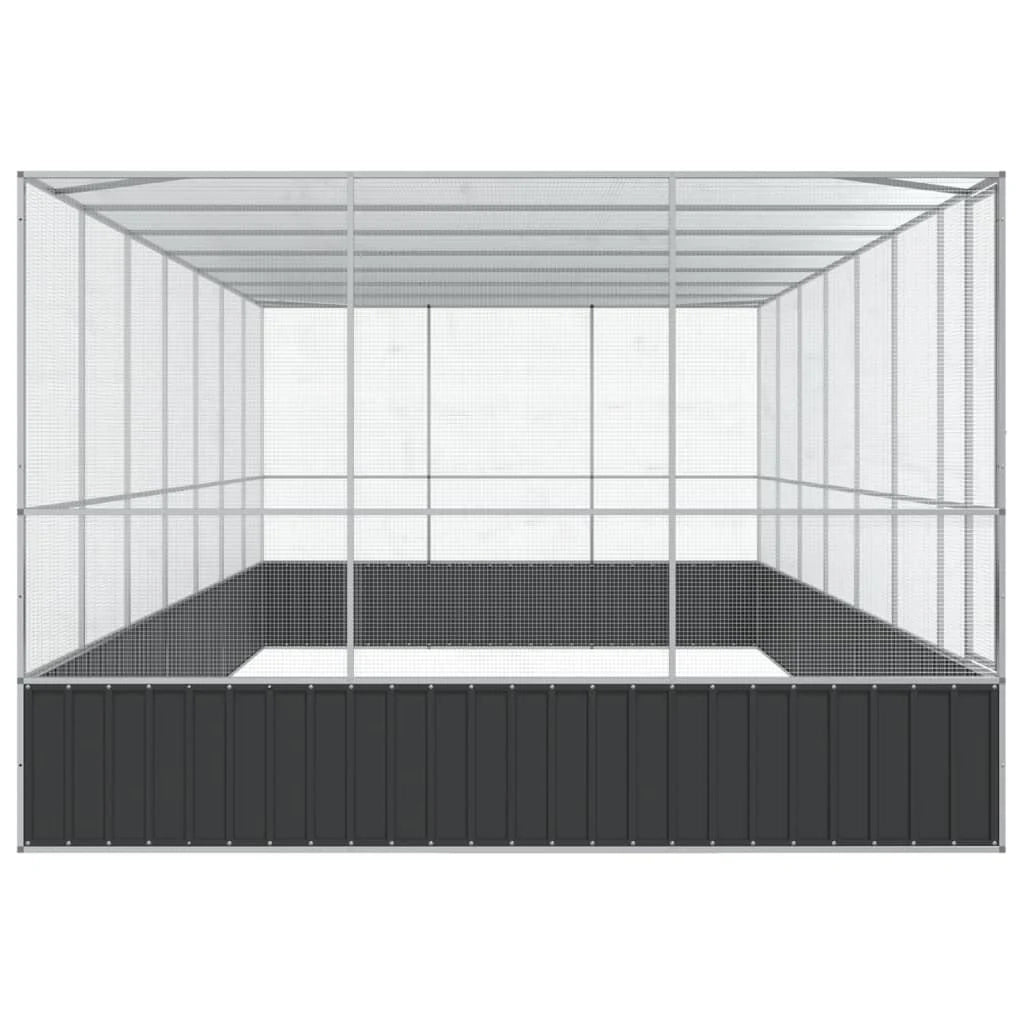 Voliera a gabbia con estensione in argento 725 x 307 x 212 cm acciaio argento 02_0045662