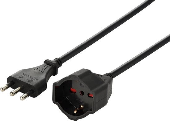Cavo di estensione 10 metri 16A presa Schuko + 10/16A presa multifunzione - nero - 3 x 15 mm²