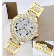 Trade Shop - Orologio Da Polso Donna Zcc 08 Quarzo Analogico Moda Brillantini Dorato Bianco -