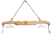 Biscottini Giogo lampadario in legno massello di tiglio finitura naturale L161xPR30xH41 cm. Made in Italy