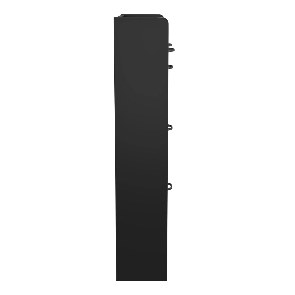 Scarpiera con 3 ripiani girevoli e 2 cassetti in truciolare bianco e nero 80 × 23,5 × 131 cm
