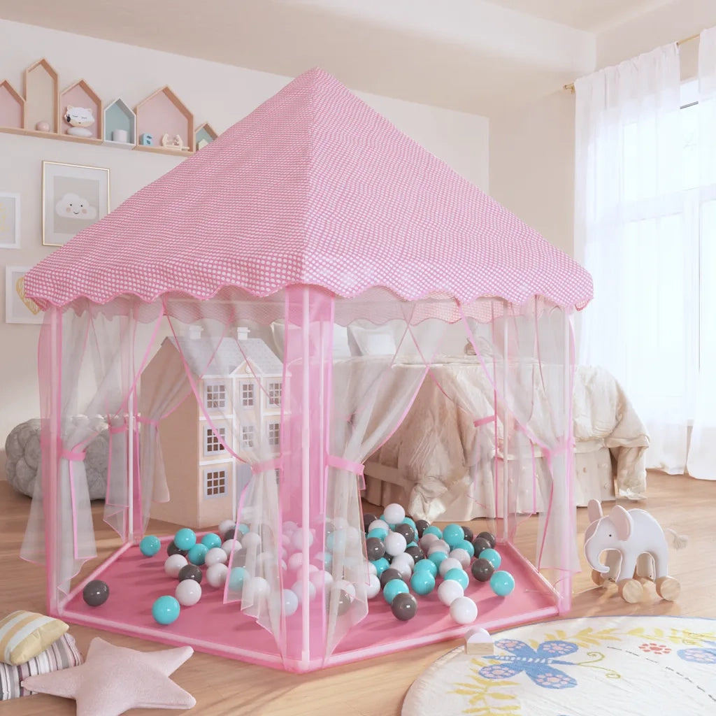 Tenda da Gioco Principessa con 250 Palline 133x140 cm Rosa 3107713