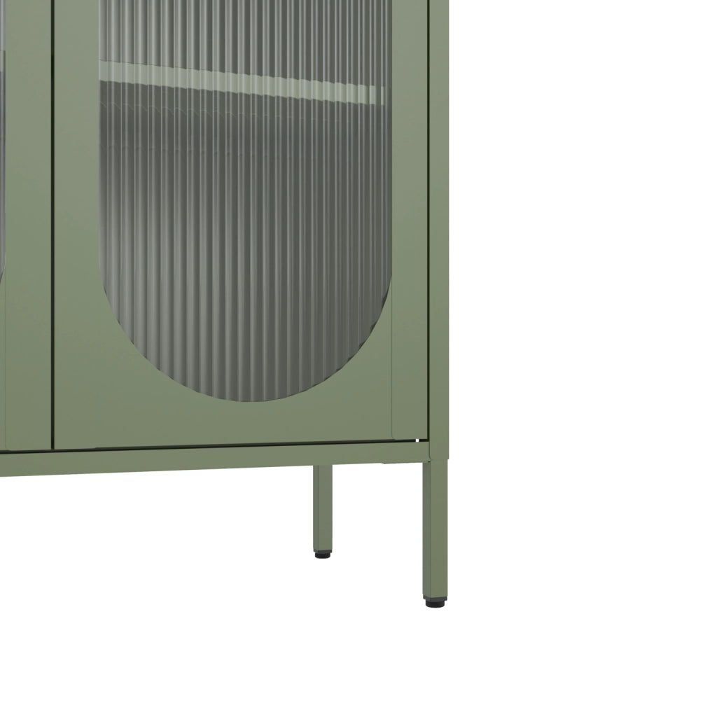Armadio in metallo e vetro verde cachi 180cm YASMINE