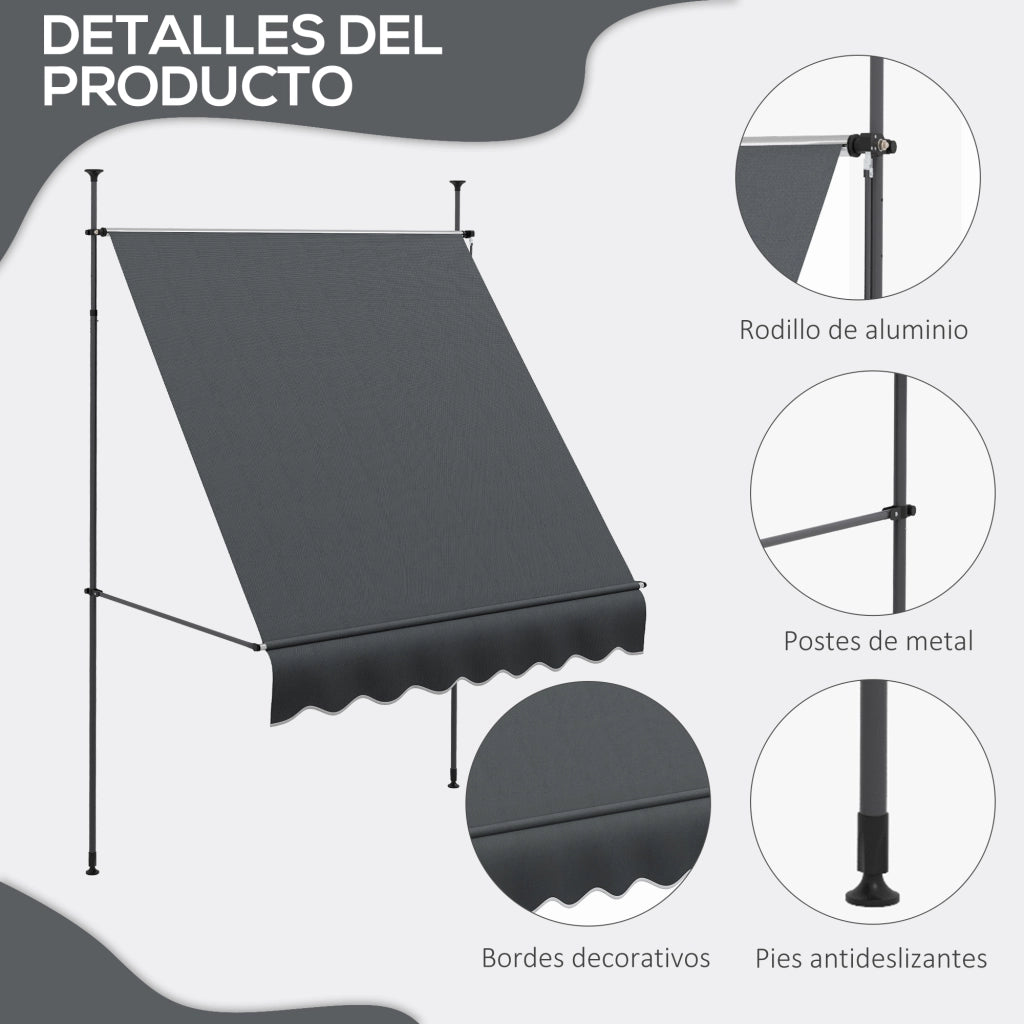 Telo Manuale Retrattile con Manovella ¨C zephmum ¨C Grigio Scuro 200x120x210-300 cm