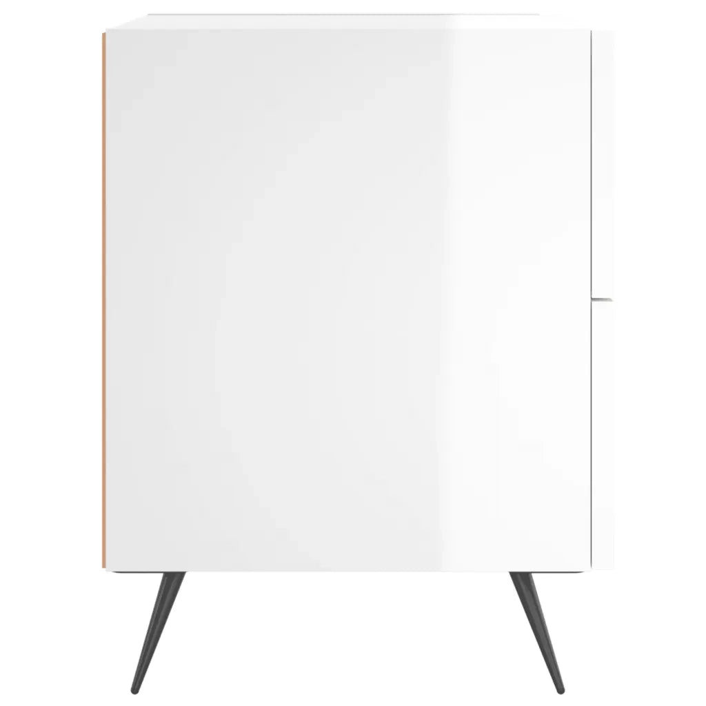 Comodino-Tavolino da notte Bianco Lucido 40x35x47,5 cm in Legno Multistrato