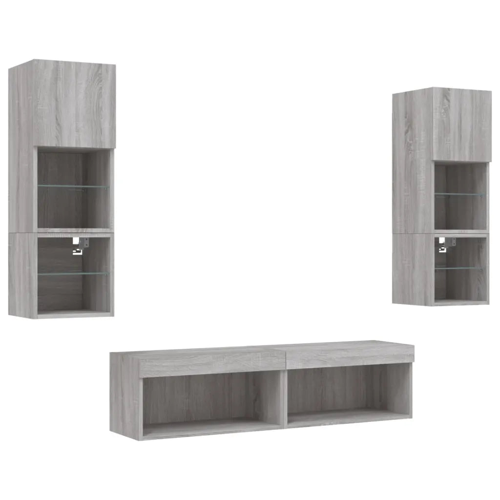 Mobili TV a Muro con LED 6pz Grigio Sonoma Legno Multistrato 3216620