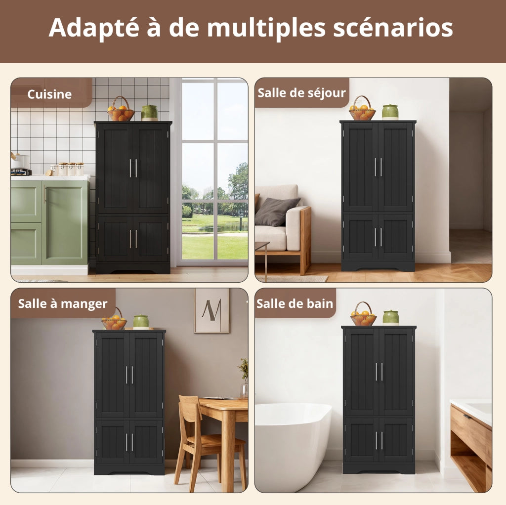 Mobile alto da cucina con luce LED sensore; 120x60x40 cm; in MDF nero