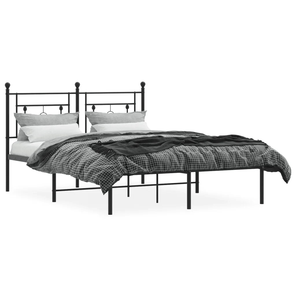 Giroletto con Testiera-Struttura Letto con testiera in Metallo Nero 140x190 cm 292904