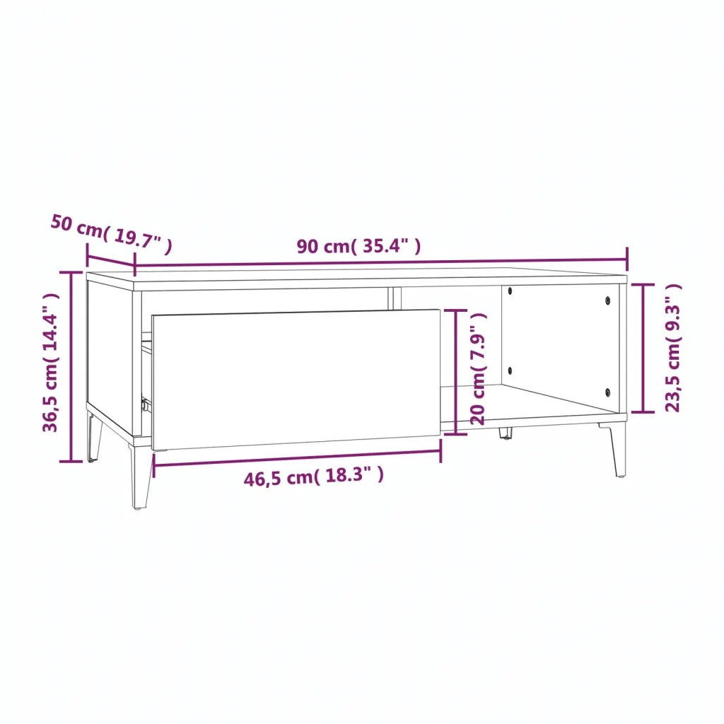 Tavolino Salotto Grigio Sonoma 90x50x36,5 cm Legno Multistrato cod mxl 26449