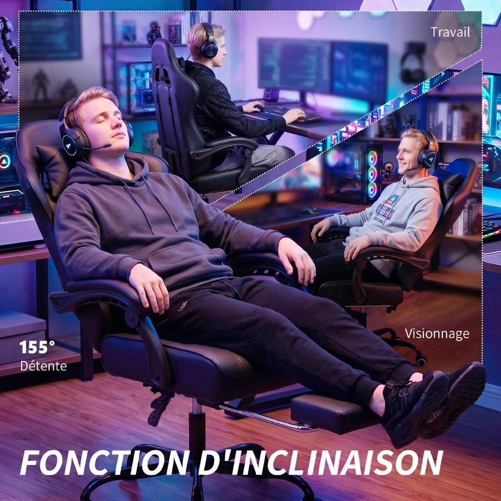 Sedia gaming ergonomica ¨C Xylo ¨C con supporto lombare massaggiante, schienale reclinabile, nero