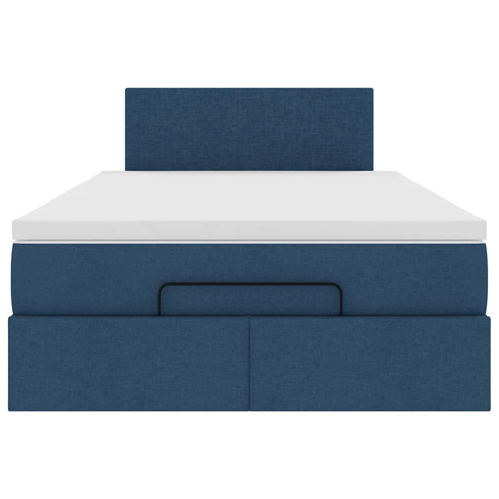 Struttura Letto Pouf con Materasso Blu 120x190 cm in Tessuto