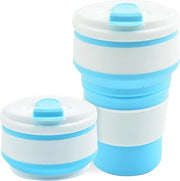 Tazza da Viaggio in Silicone Pieghevole con Coperchio - 350ml Senza BPA Riciclabile - Tazza in Silicone Pieghevole Blu