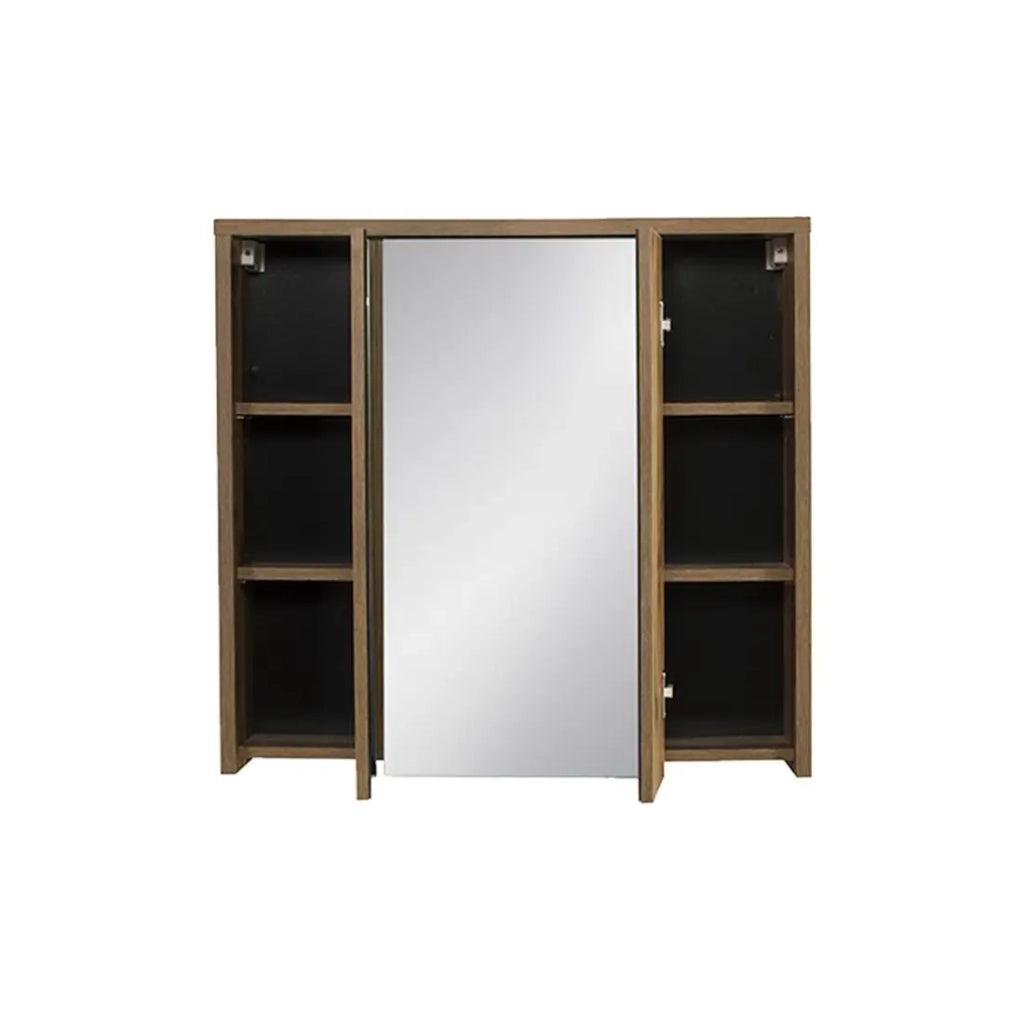 Mobile da bagno GABI 80 cm – 3 porte specchio – Finitura ardesia e legno – Da appendere