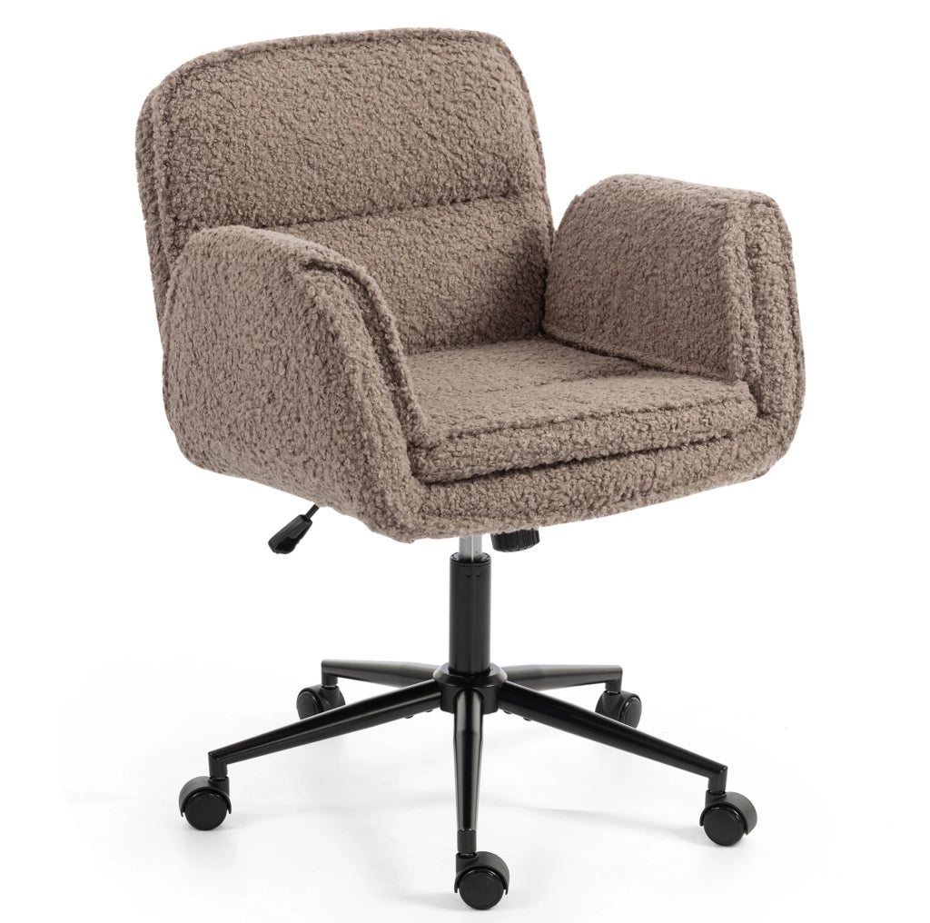 Sedia da ufficio girevole in teddy fleece marrone