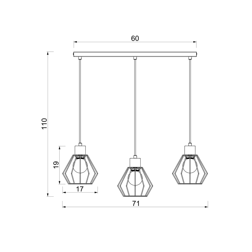Lampada sospesa Parkla 3 luci nera metallo Luminex